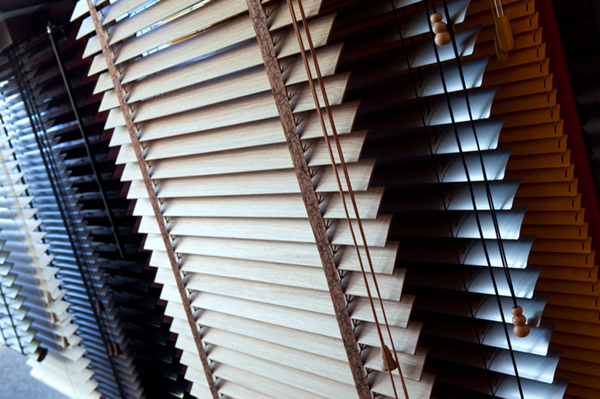 Venetian blinds in a showroom
