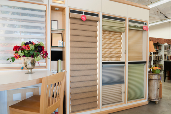 "Display of designer window blinds in a home furnishings showroom.Click below for more in this series, plus all of my furnishings and retail images:"